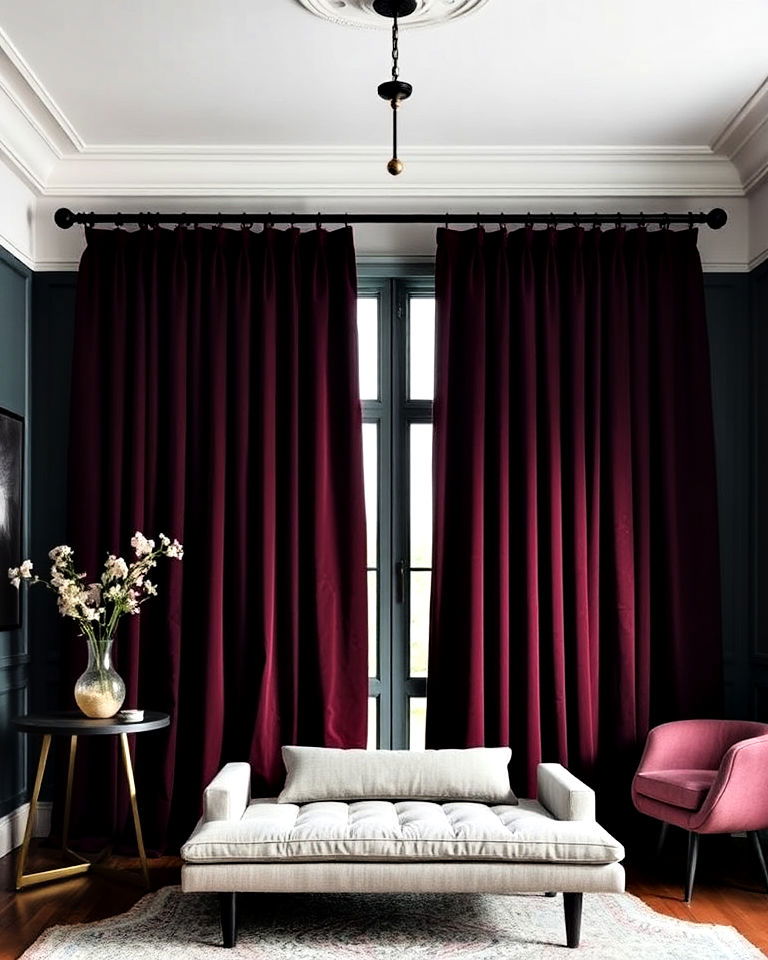 plush draperies for heightened elegance - 25 Moody Interior Design Ideas