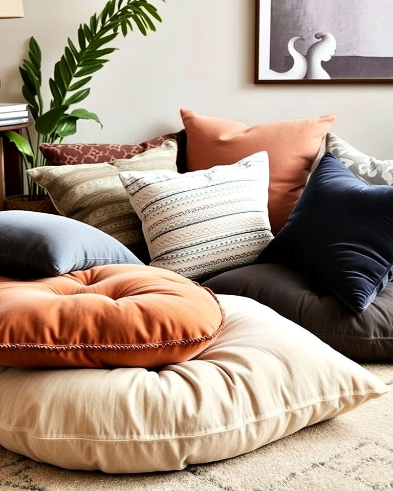 plush floor cushions - 30 Floor Seating Ideas