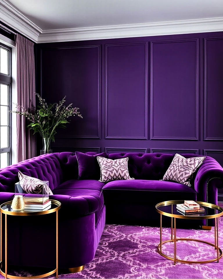 plush purple velvet furniture - 15 Purple Interior Design Ideas