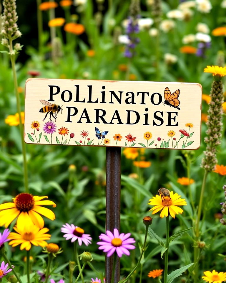 pollinator paradise sign - 20 Garden Sign Ideas