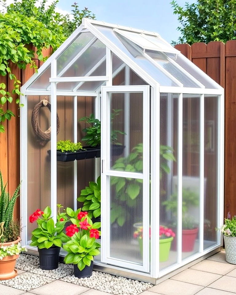 polycarbonate panel greenhouse - 15 Corner Greenhouse Ideas