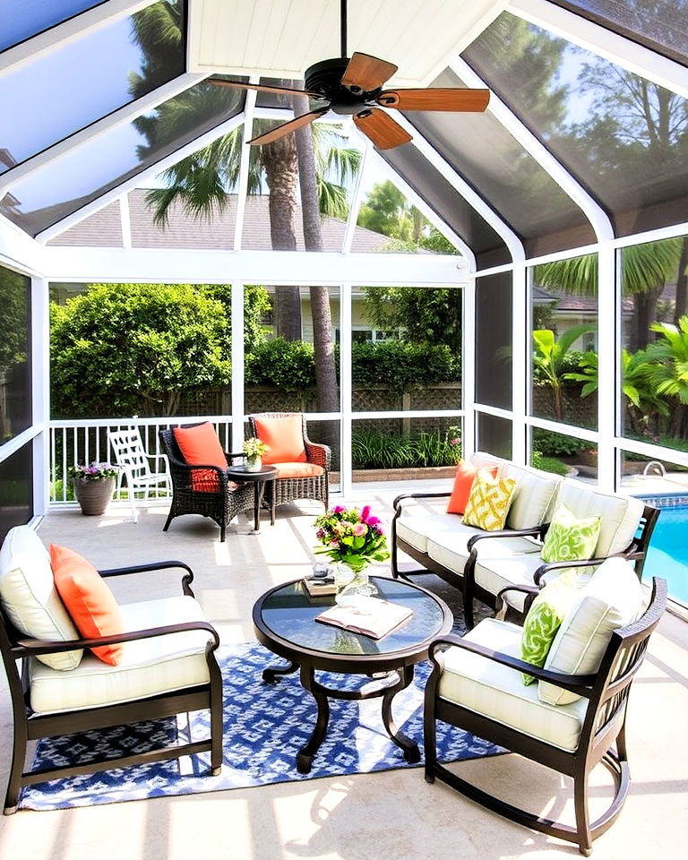 poolside retreat screened in deck - 25 Screened-in Deck Ideas