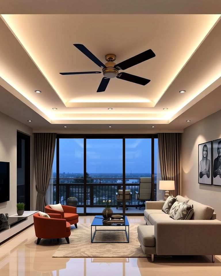 pop ceiling with hidden fans - 25 Pop Ceiling Design Ideas