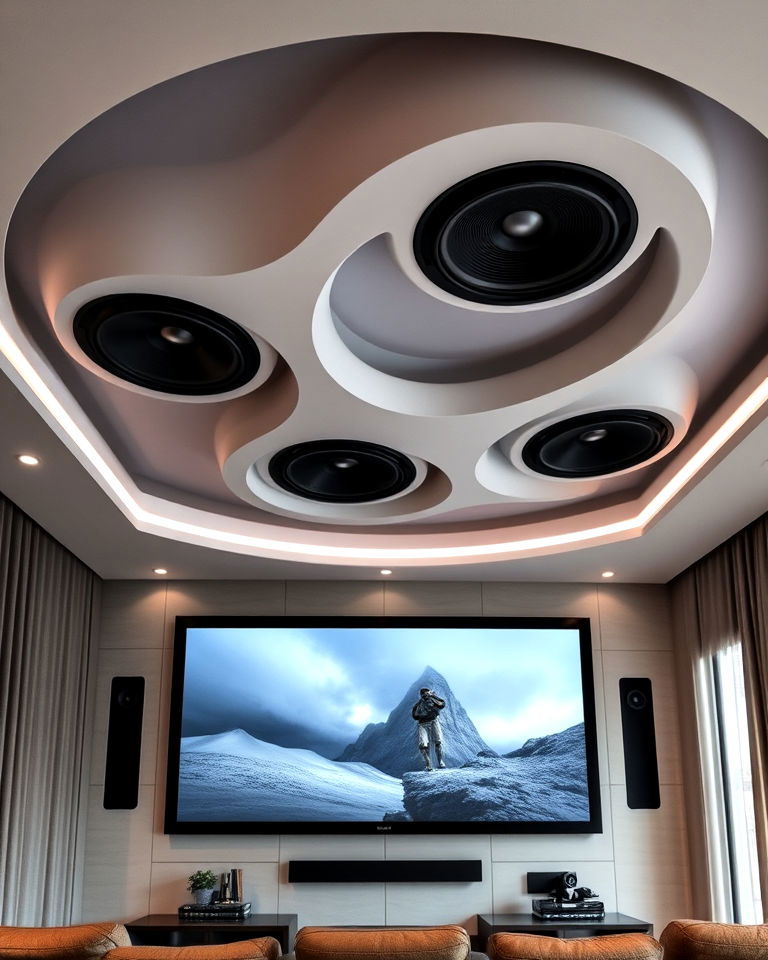 pop ceiling with integrated speakers - 25 Pop Ceiling Design Ideas