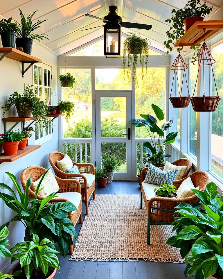 porch into a lush greenhouse inspired space - 20 Screened-in Front Porch Ideas