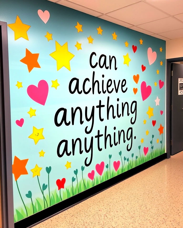 positive affirmations mural for school hallway - 40 School Mural Ideas