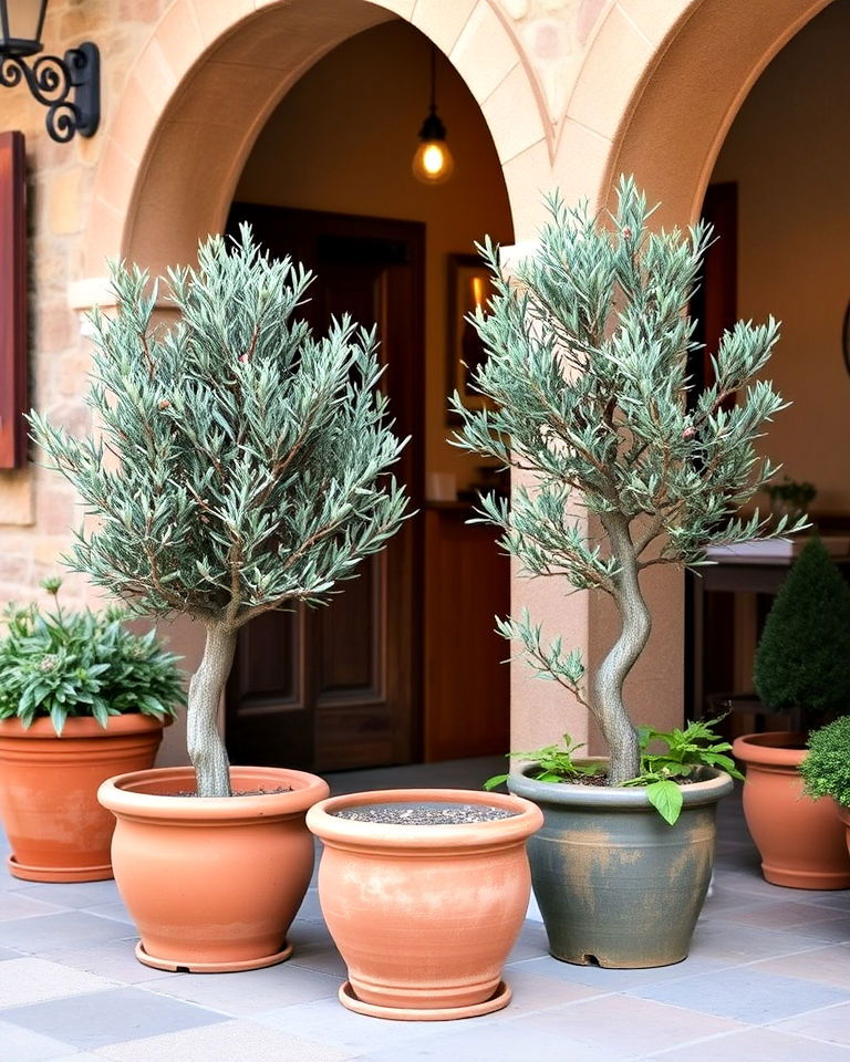 potted olive trees for natural beauty - 15 Rustic Italian Decor Ideas
