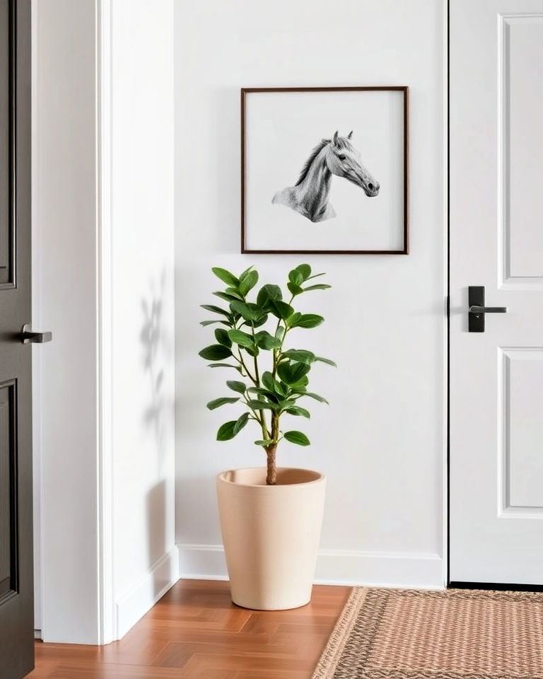 potted plants or greenery to a minimalist entryway - 15 Minimalist Entryway Ideas