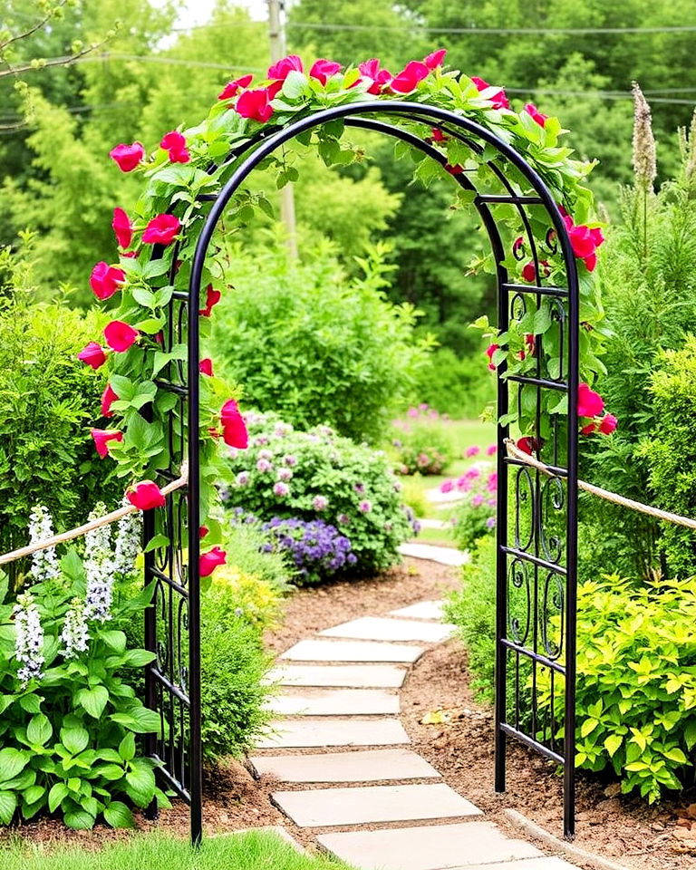 practical plastic coated metal arch - 25 Garden Arch Ideas