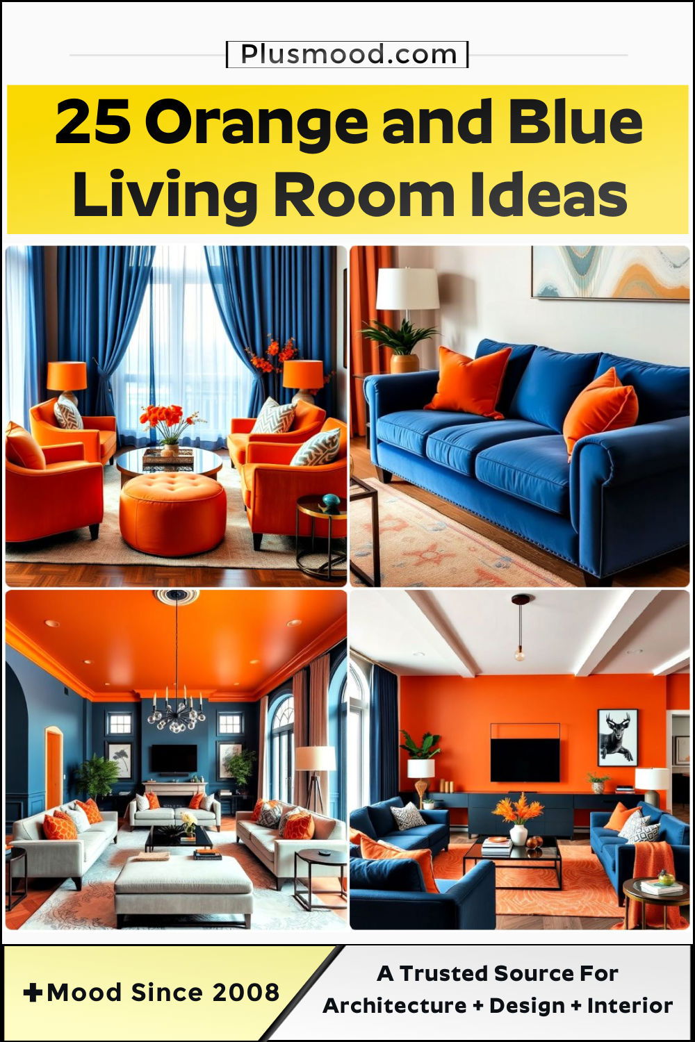 pretty orange and blue living room ideas