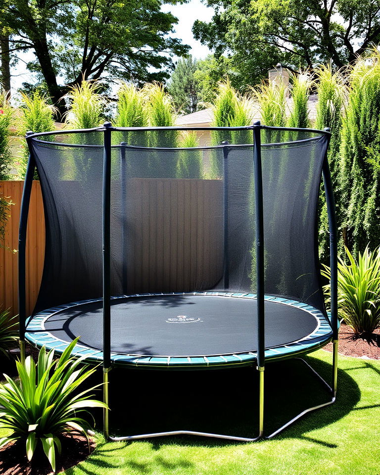 privacy screens trampoline - 15 Trampoline Landscaping Ideas