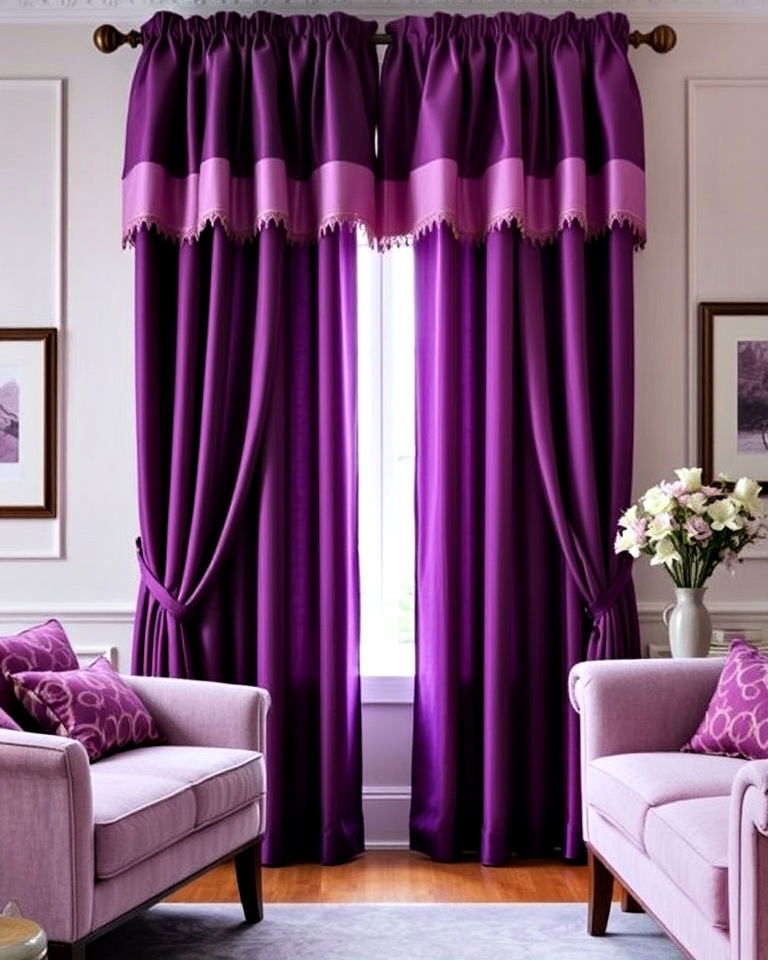 purple curtains for drama and elegance to any space - 15 Purple Interior Design Ideas