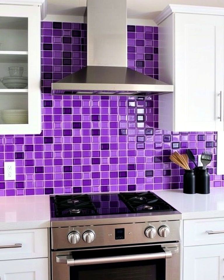 purple tile kitchen backsplash - 15 Purple Interior Design Ideas