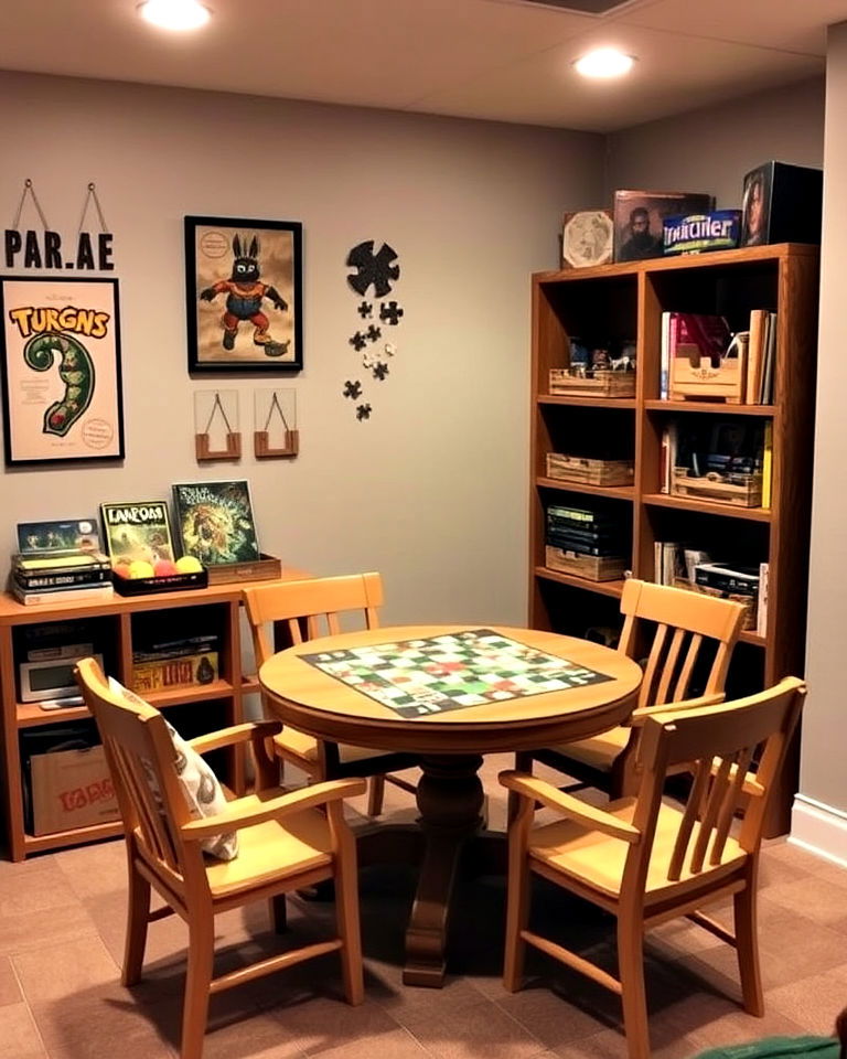 puzzle and board game corner - 20 Basement Playroom Ideas