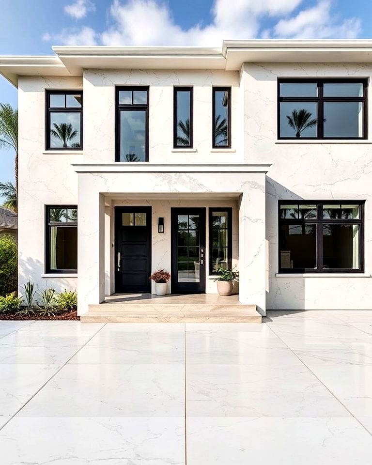 quartz stone exterior for polished homes look - 25 Types of Exterior House Stone