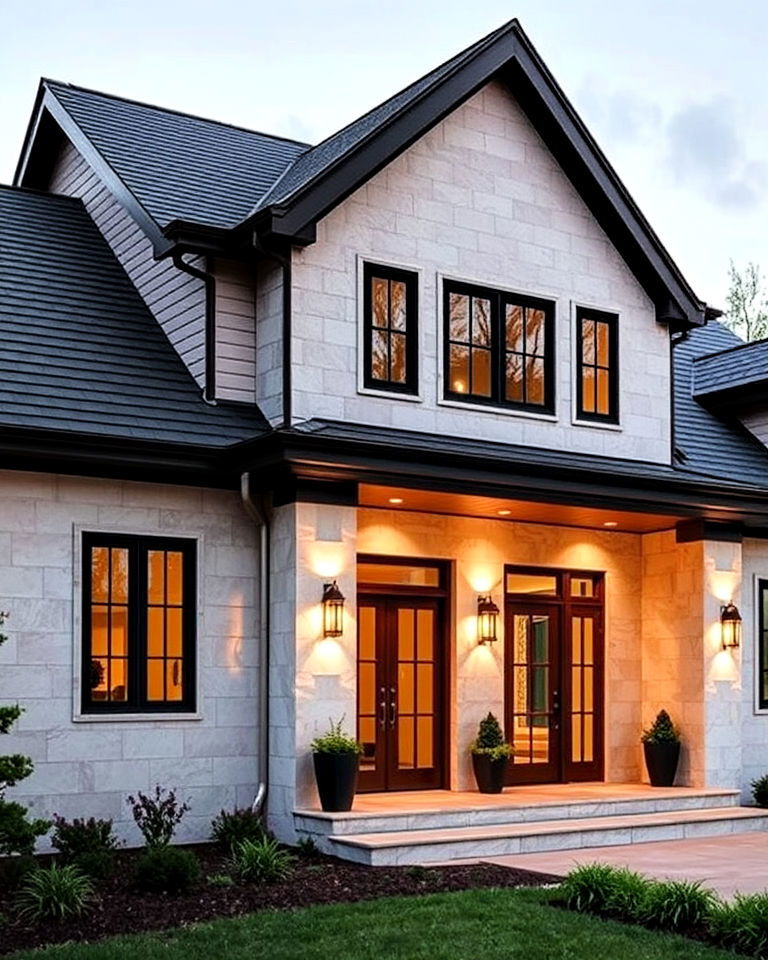 quartzite cladding to beauty to your exterior - 25 Types of Exterior House Stone