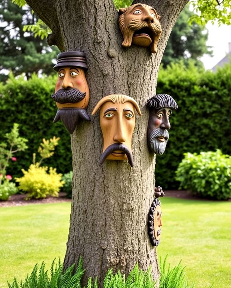 quirky tree faces bring personality to your garde - 20 Whimsical Garden Ideas