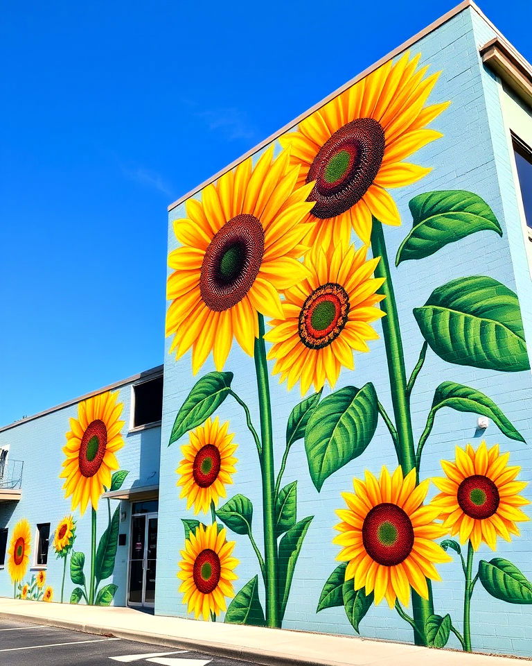 radiant sunflower walls mural - 15 Flower Murals on Buildings