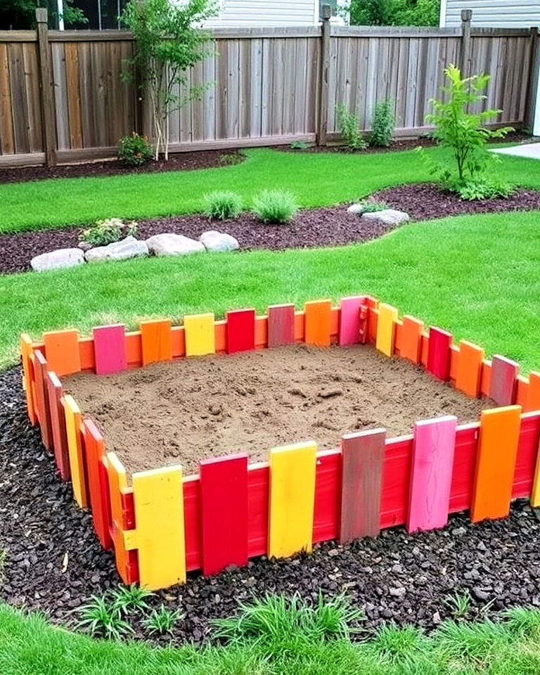 railroad ties to frame childrens play zones - 15 Railroad Ties Landscaping Ideas