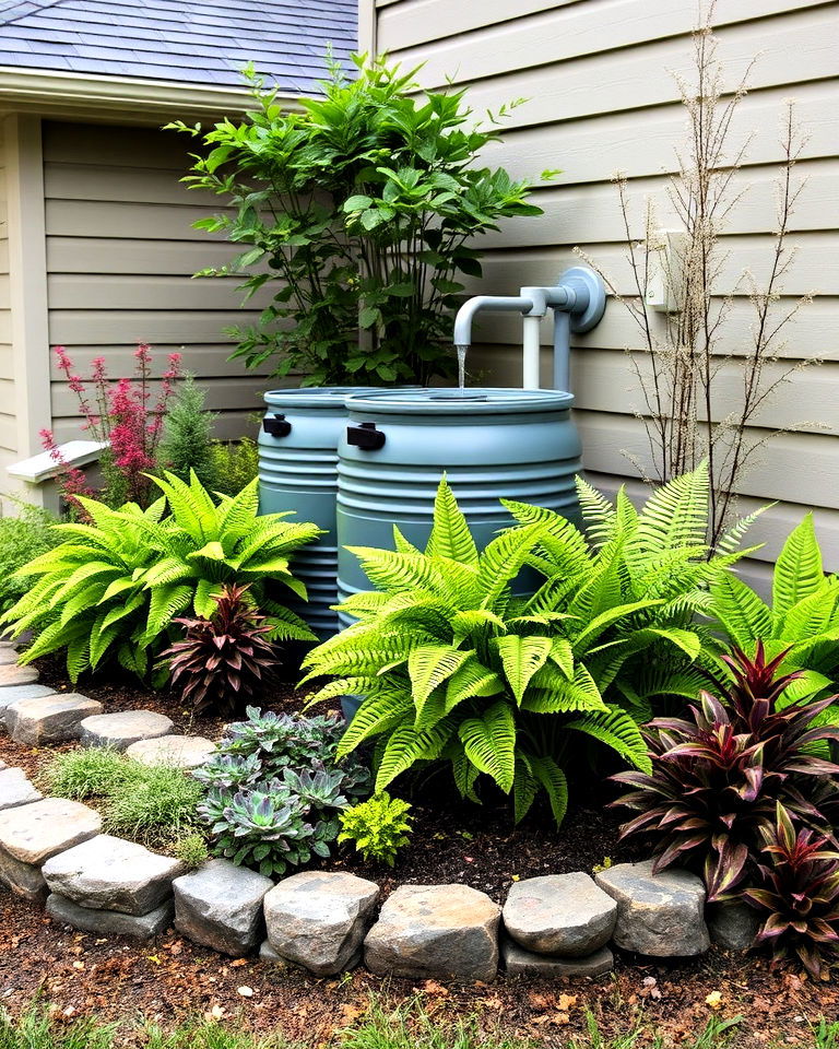 rain barrels with decorative landscaping - 15 Michigan Landscaping Ideas