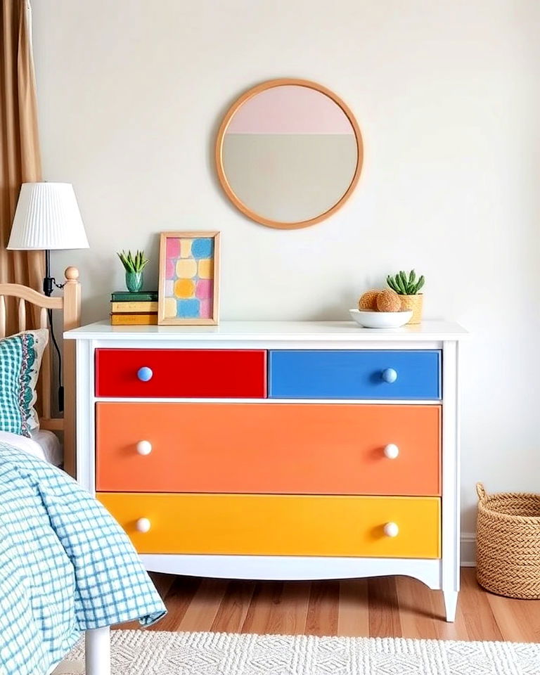 rainbow dresser for any room - 35 Painted Dresser Ideas