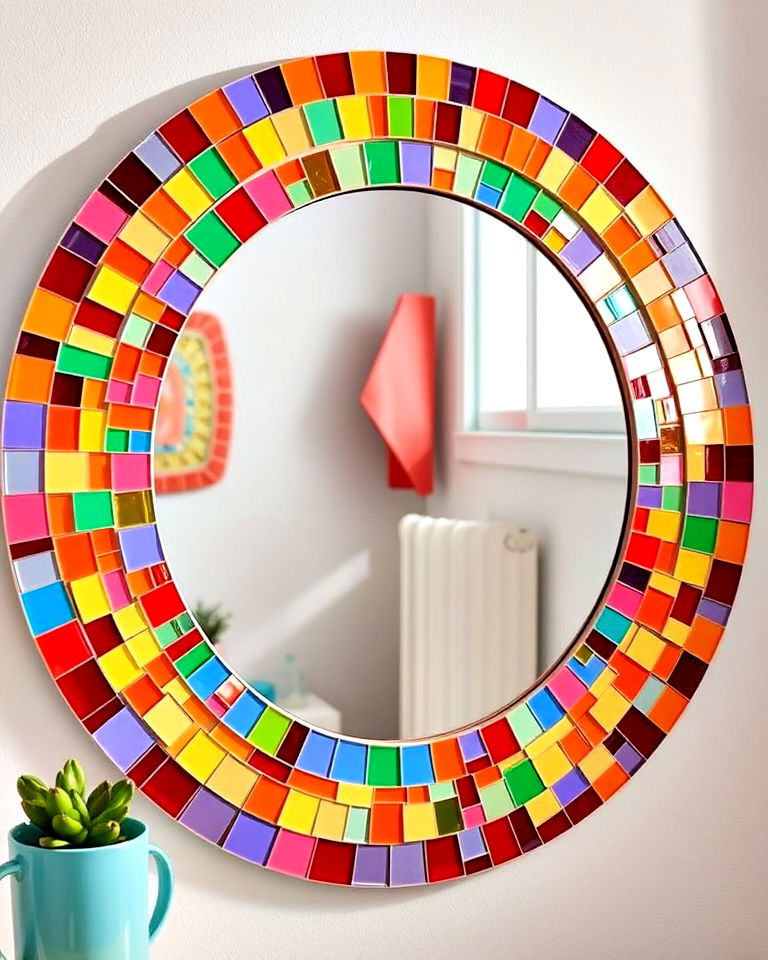 rainbow mosaic mirror for childrens room - 15 Mosaic Mirror Ideas