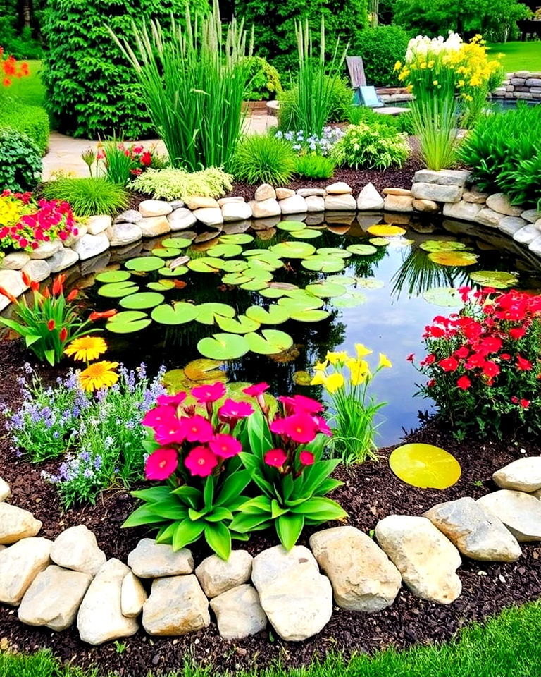 raised bed pond edging - 20 Pond Edging Ideas