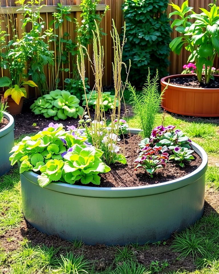 raised circular planters - 15 Round Garden Bed Ideas
