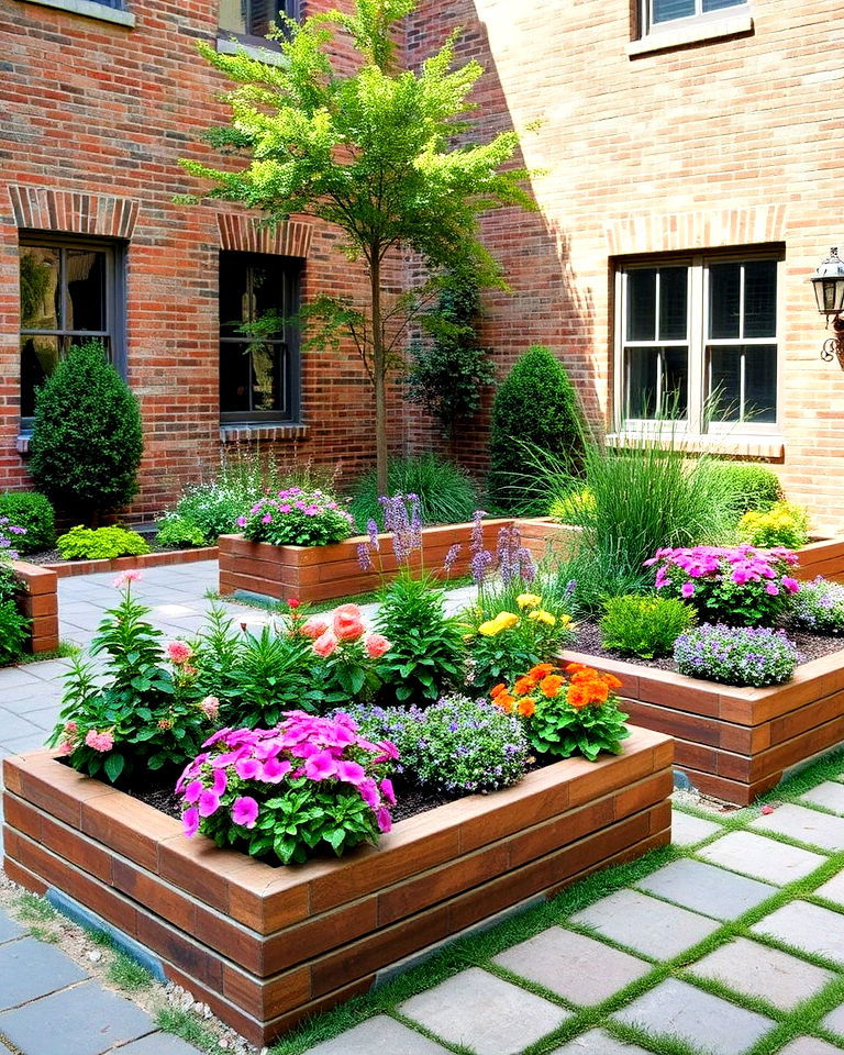 raised flower beds for courtyard - 25 Front Yard Courtyard Ideas