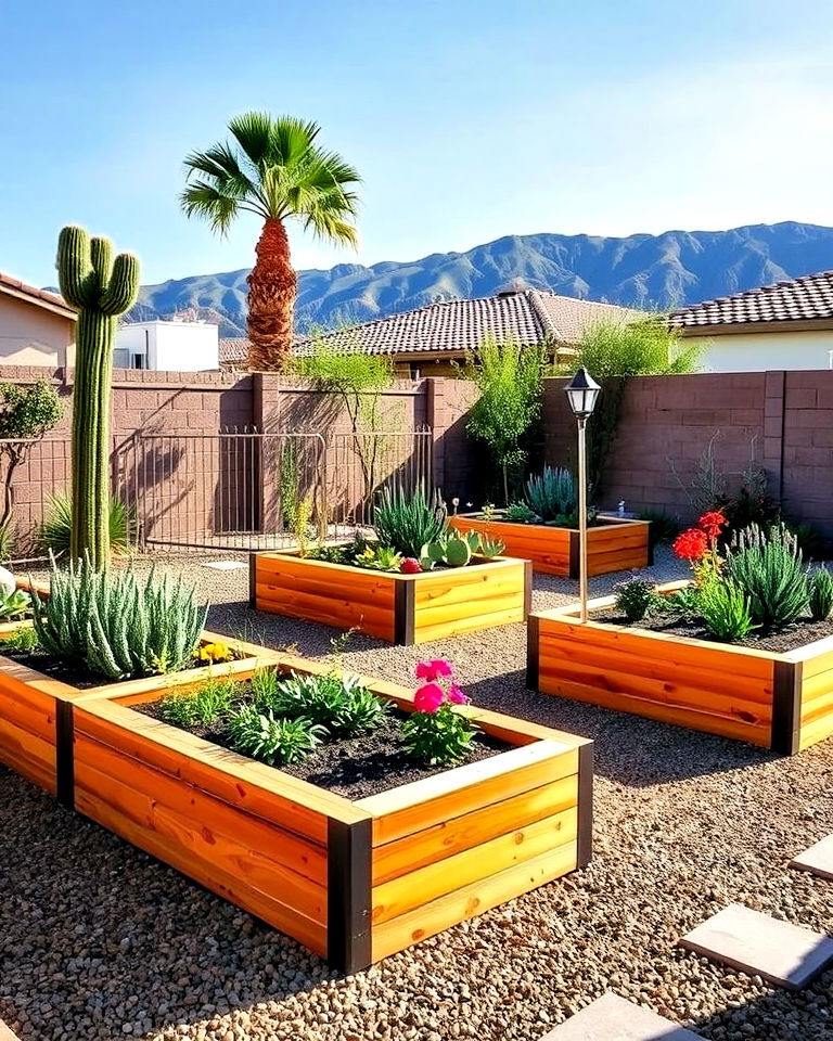 raised garden beds backyard landscaping - 25 Las Vegas Backyard Landscaping Ideas