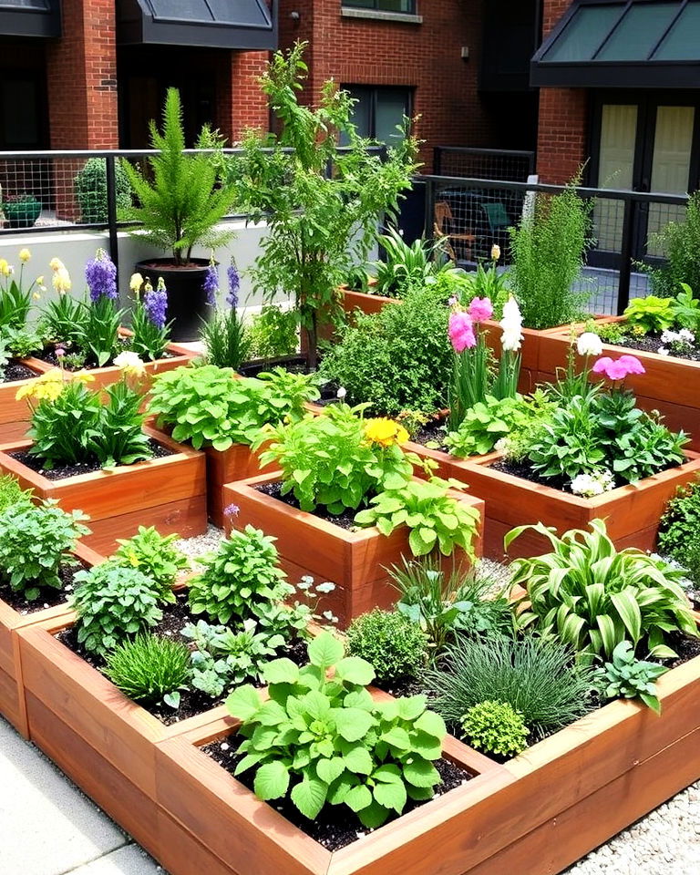 raised garden beds for compact condo landscapes - 15 Condo Landscaping Ideas