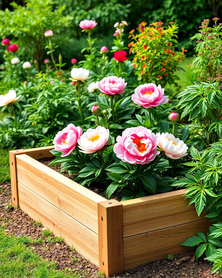 raised peony beds for better drainage - 15 Peony Garden Design Ideas