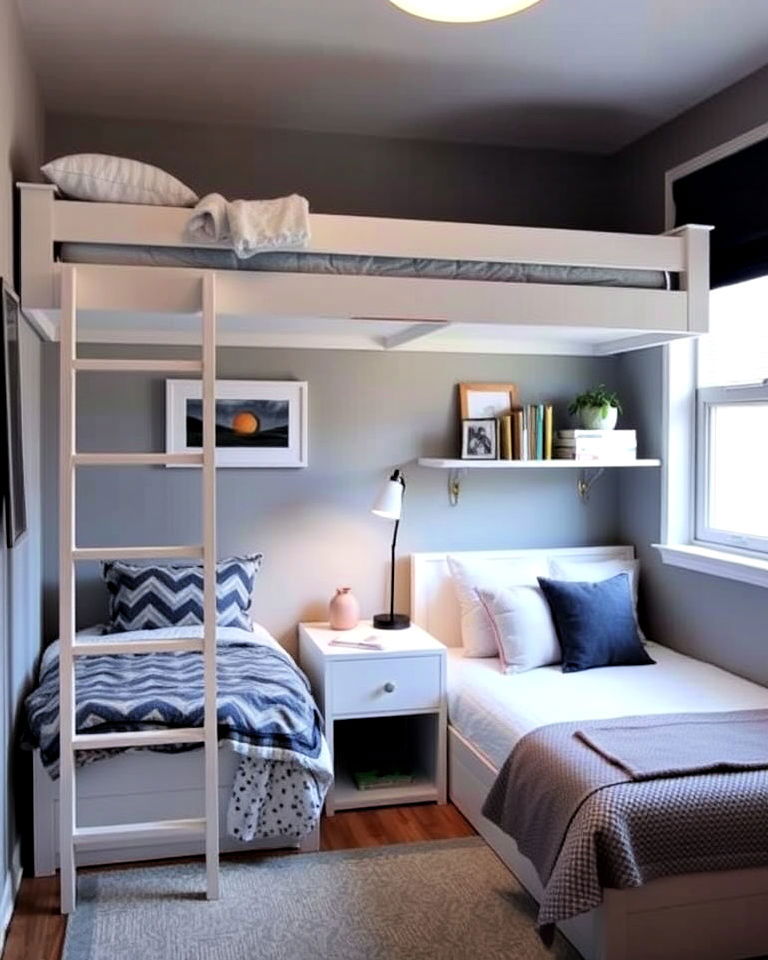 raised platforms for zoned areas - 40 Boy and Girl Shared Small Room Ideas