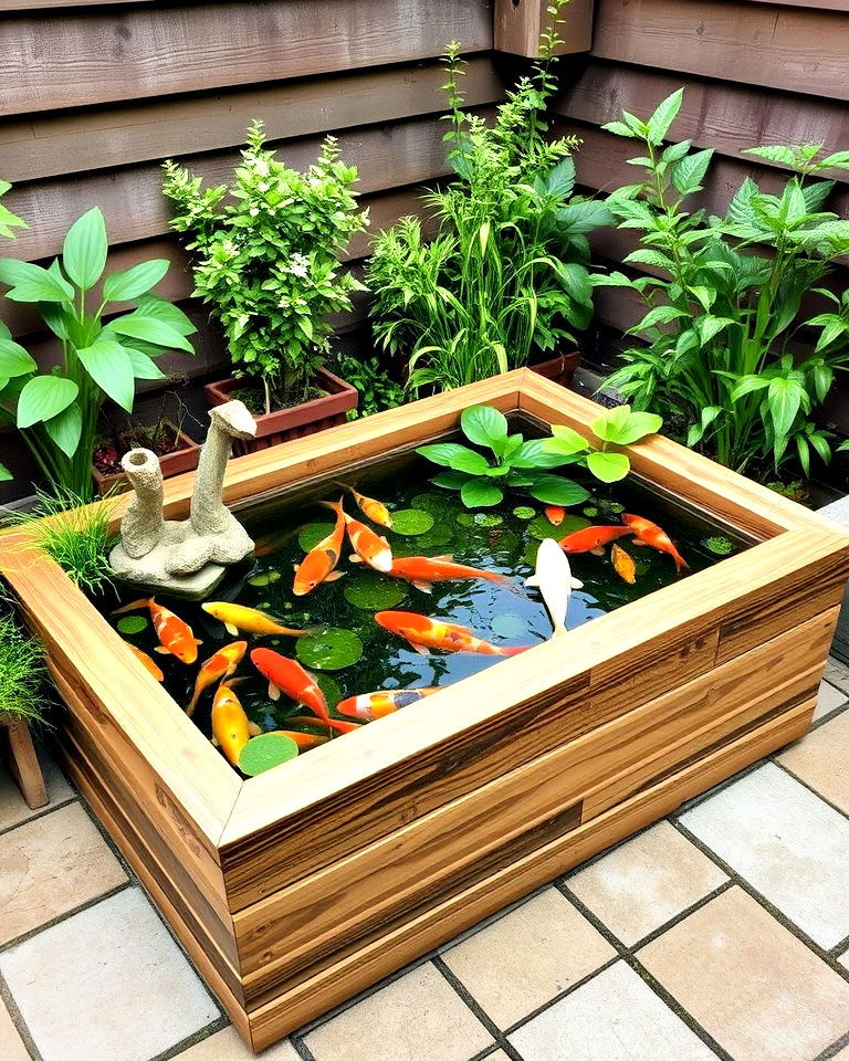 raised wooden koi pond - 15 Small Koi Pond Ideas