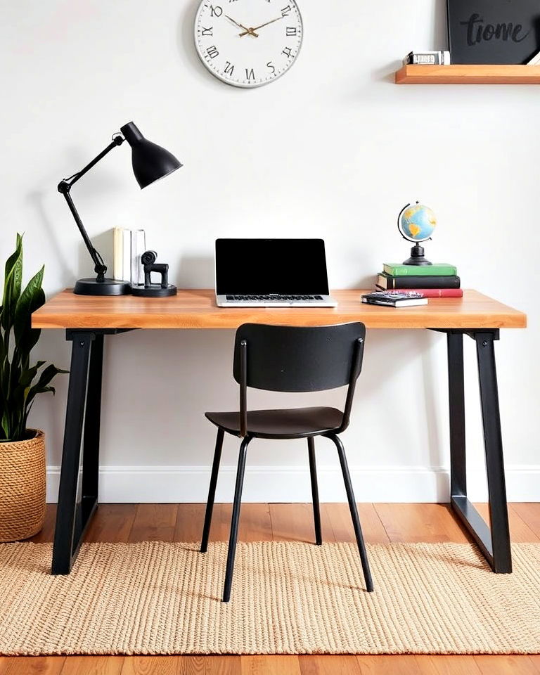 raw steel legs for a bold industrial touch - 30 Industrial Home Office Ideas