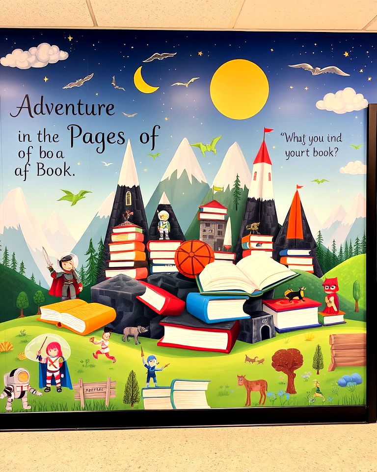 reading adventure wall mural - 40 School Mural Ideas