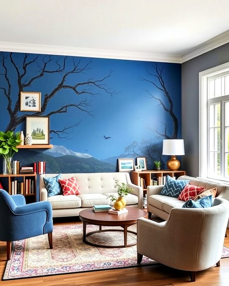 reading room into vibrant accent wall - 25 Reading Room Ideas