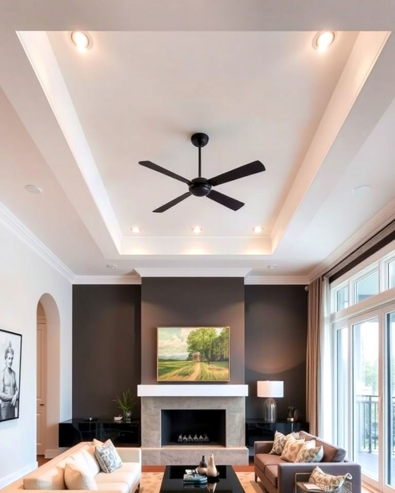 recessed spotlights within the tray ceiling - 20 Reverse Tray Ceiling Idea