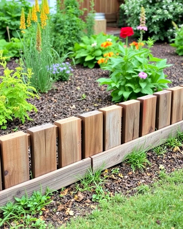reclaimed railroad ties garden edging - 15 Recycled Garden Edging Ideas