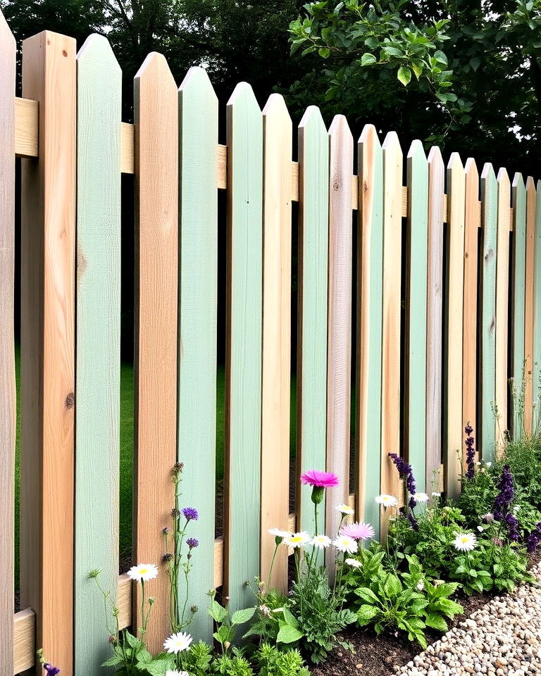 reclaimed wood fence with sage green highlights - 15 Sage Green Garden Fence Ideas