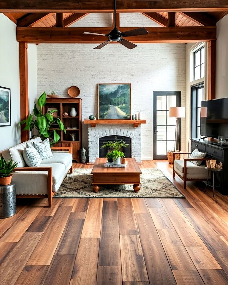 reclaimed wood with vinyl flooring designed - 20 Living Room Vinyl Flooring Ideas
