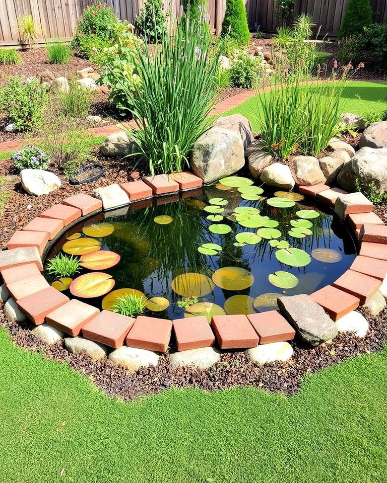 recycled material edging - 20 Pond Edging Ideas