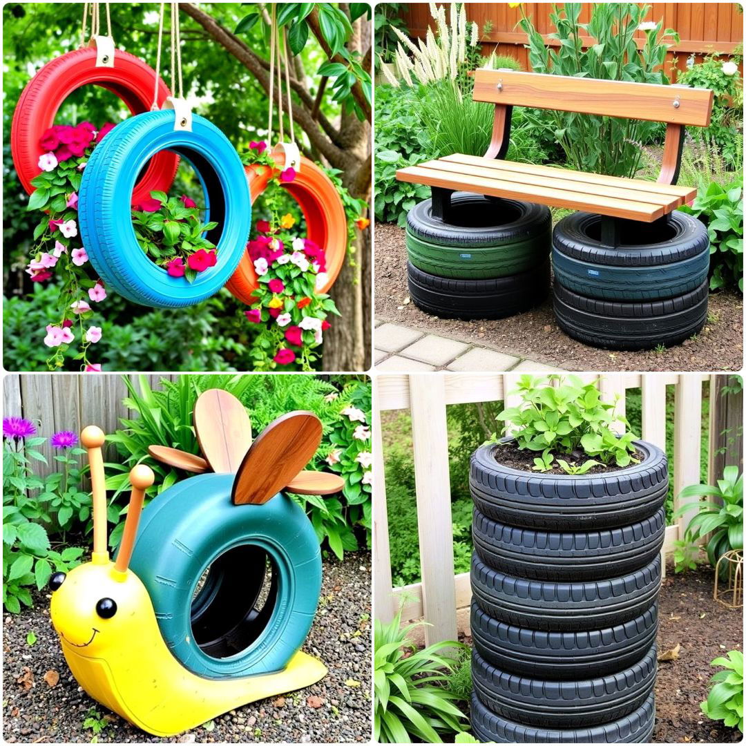25 Recycled Tyre Garden Art Ideas for Creative Outdoor Spaces