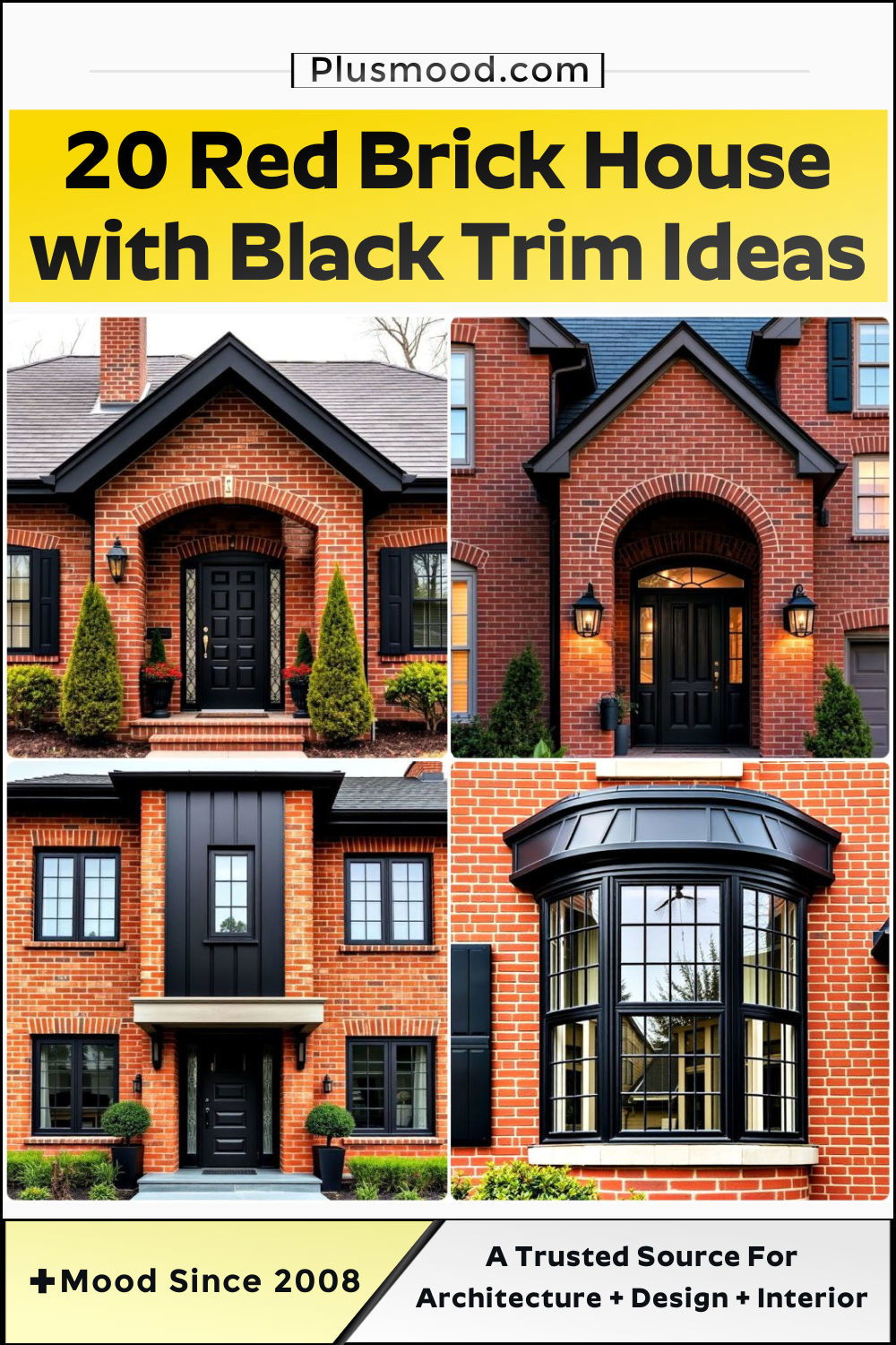 red brick house with black trim design ideas