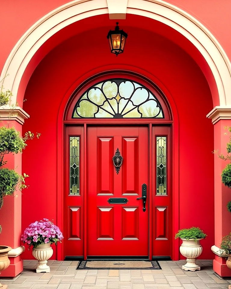 red front doors on arched doorways - 25 Red Front Door Ideas