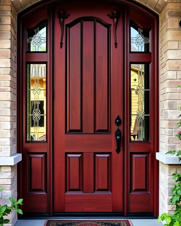 redwood boldness front door - 20 Stained Front Door Ideas