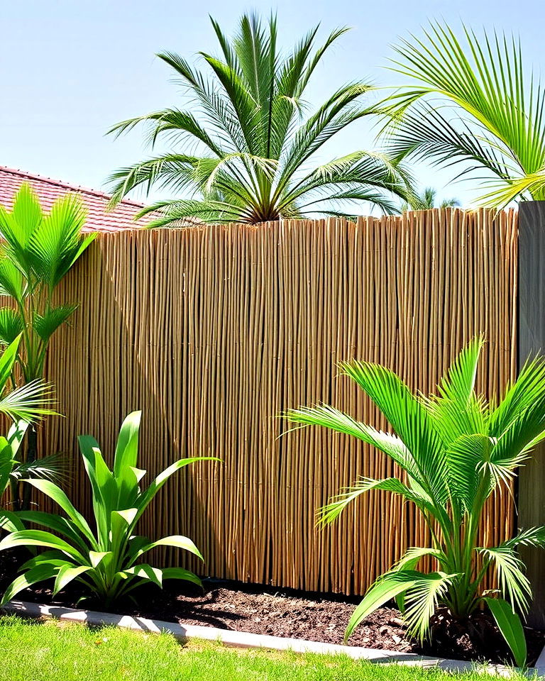 reed screens for a tropical look - 25 Front Yard Privacy Landscaping Ideas