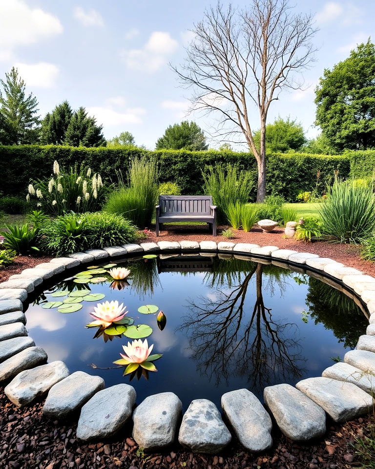 reflection pond with lilies - 30 Memorial Garden Ideas