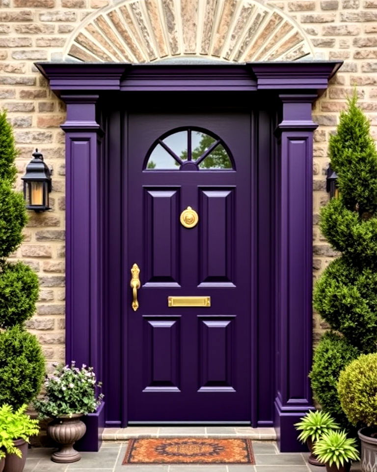regal eggplant front door for timeless sophistication - 25 Purple Front Door Ideas