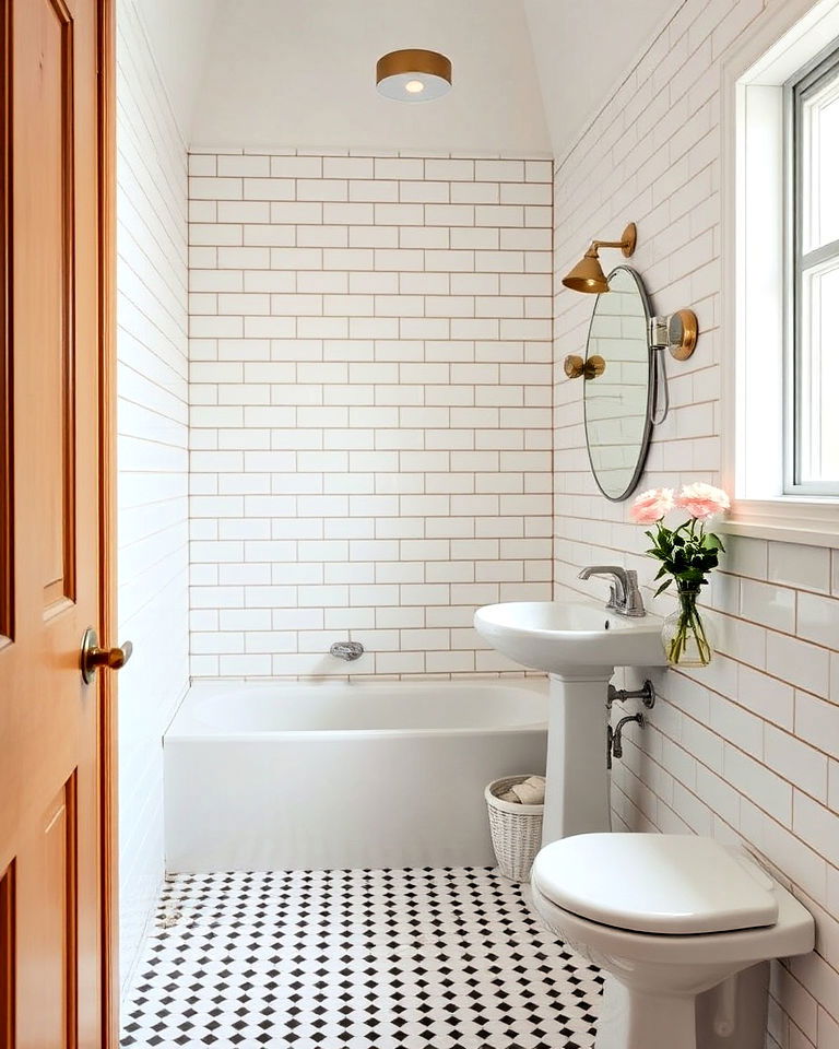 retro subway tile walls in the 1950s bathroom - 25 1950s Bathroom Ideas